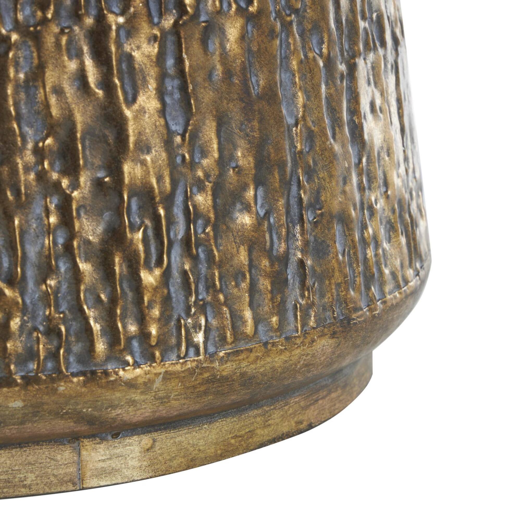 Brass Metal Textured Planter with Ring Handles Set